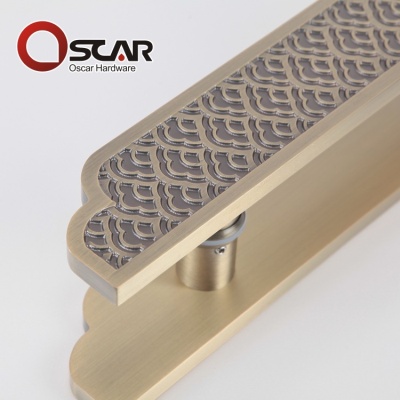 玻璃门拉手中式仿古祥云大门拉手 雕刻铝板门把手酒店复古门扶手