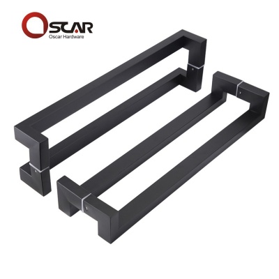 玻璃门拉手中式方管四弯大门拉手双开推拉门把手玫瑰金不锈钢扶手