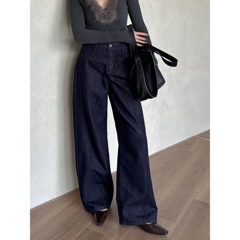 云长 天丝莱赛尔棉阔腿牛仔裤女深色显瘦裤子春季新款批发 K0052