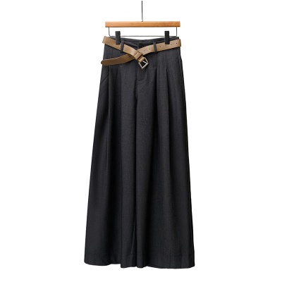 云长 通勤风女士西装阔腿裤春季新款雾面毛呢感长裤御姐直筒裤子