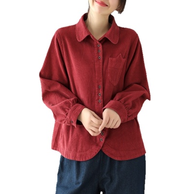 灯芯绒衬衫外套女2025秋季新款宽松显瘦休闲百搭下摆设计感上衣潮