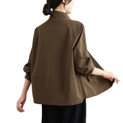 实拍2025年秋季新款女士短外套长袖衬衫开衫工装夹克洋气上衣女装