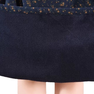 冬季新款加绒裙子2023休闲宽松棉麻小碎花收腰系带复古打底连衣裙