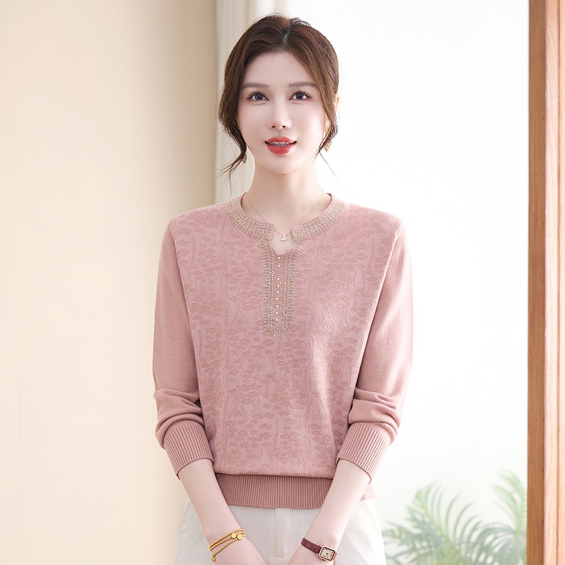 2025新款中年妈妈春秋打底小衫洋气毛衣中老年女秋冬针织衫上衣服