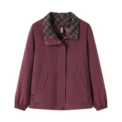 妈妈春装外套短款洋气风衣薄款翻领新款中老年女春秋夹克时尚上衣