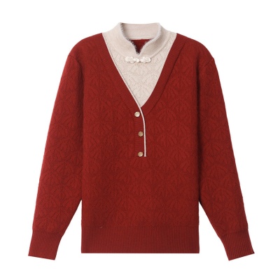 妈妈装秋冬加绒加厚毛衣一体绒针织打底衫中老年宽松内搭保暖上衣