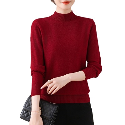 2024年春秋新款国风妈妈装洋气打底衫长袖毛衣中老年旗袍领针织衫