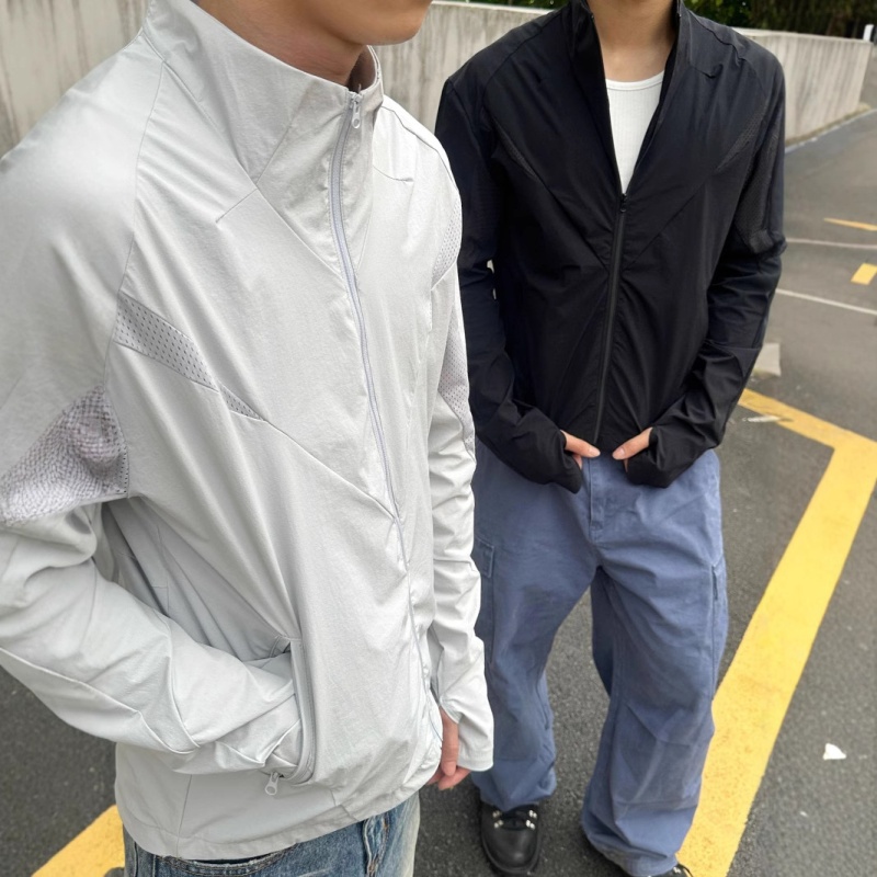 EME男装 防晒衣轻量薄款立领休闲跑步运动户外廓形网眼原纱防晒服