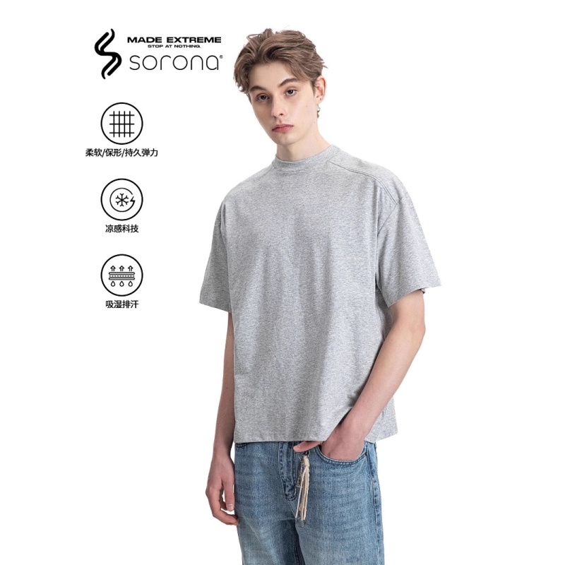 MADEEXTREME 凉感sorona短袖t恤夏季美式boxy拼接解构cleanfit男