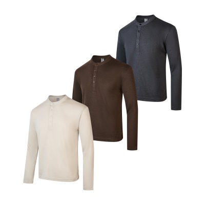EME男装 澳洲羊毛亨利领纯色打底长袖T恤贴身秋冬25新款针织衫