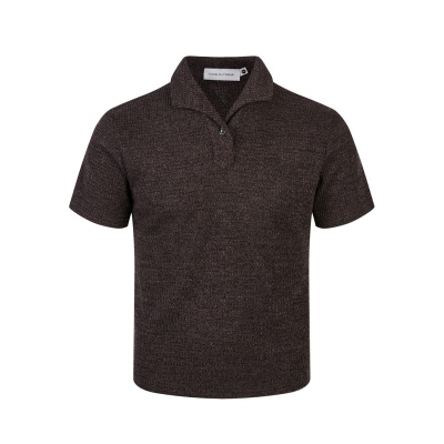 EME易盛易 轻奢罗马格意式一片领猫眼石扣正肩短袖打底polo衫男