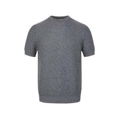 EME男装 复古高级感老钱风坑条肌理夏季新品短袖针织衫t恤打底衫