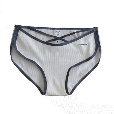 少女学院风撞色运动内裤透气棉韩版时尚性感交叉细带中腰内裤女士