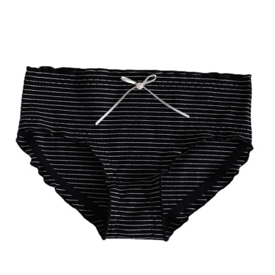 治愈系韩式可爱Gao颜值细条纹少女三角内裤棉透气中腰内裤女士新