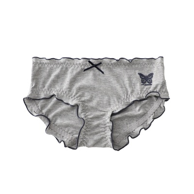 乖张可爱小蝴蝶内裤女日系清新螺纹竖条婴儿棉木耳边少女学生内裤