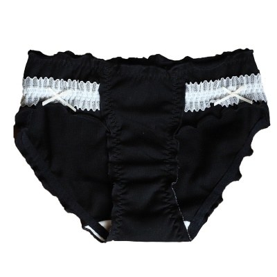 日系细螺纹小清新棉款柔美蕾丝双花仔时尚木耳边少女中腰三角内裤