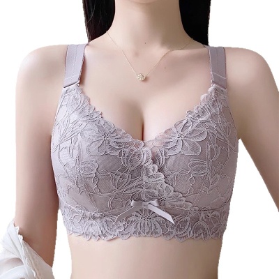 大码女士文胸内衣大胸显小胸无钢圈调整型收副乳全罩杯薄款胸罩