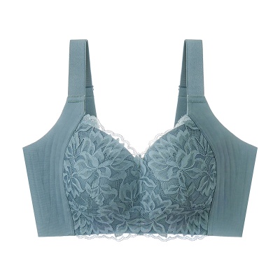 大胸显小果冻条软支撑内衣女无钢圈防下垂收副乳调整型文胸夏季薄